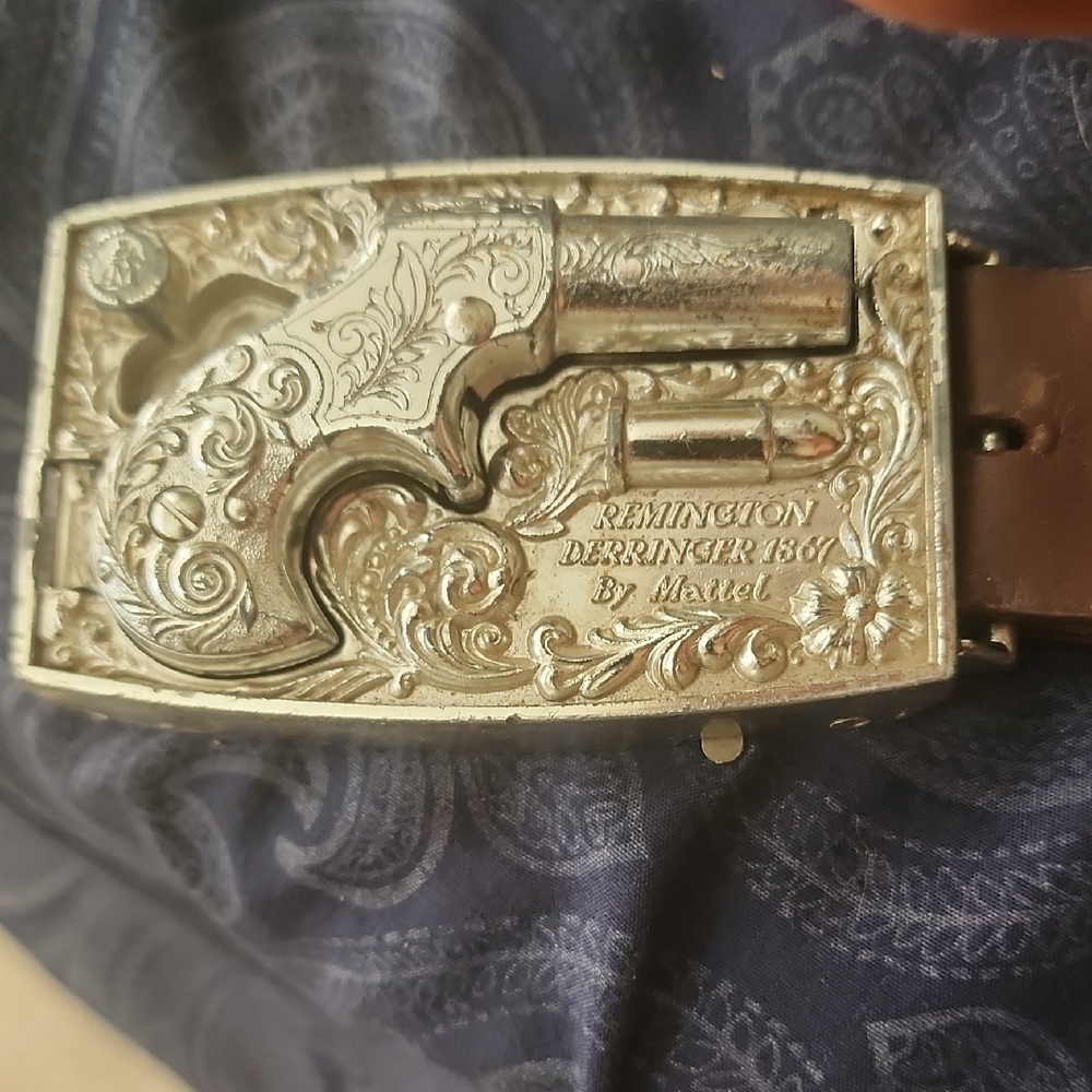 Silver and Brown Belt Buckle